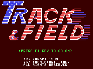 Track & Field title screen for Commodore 64